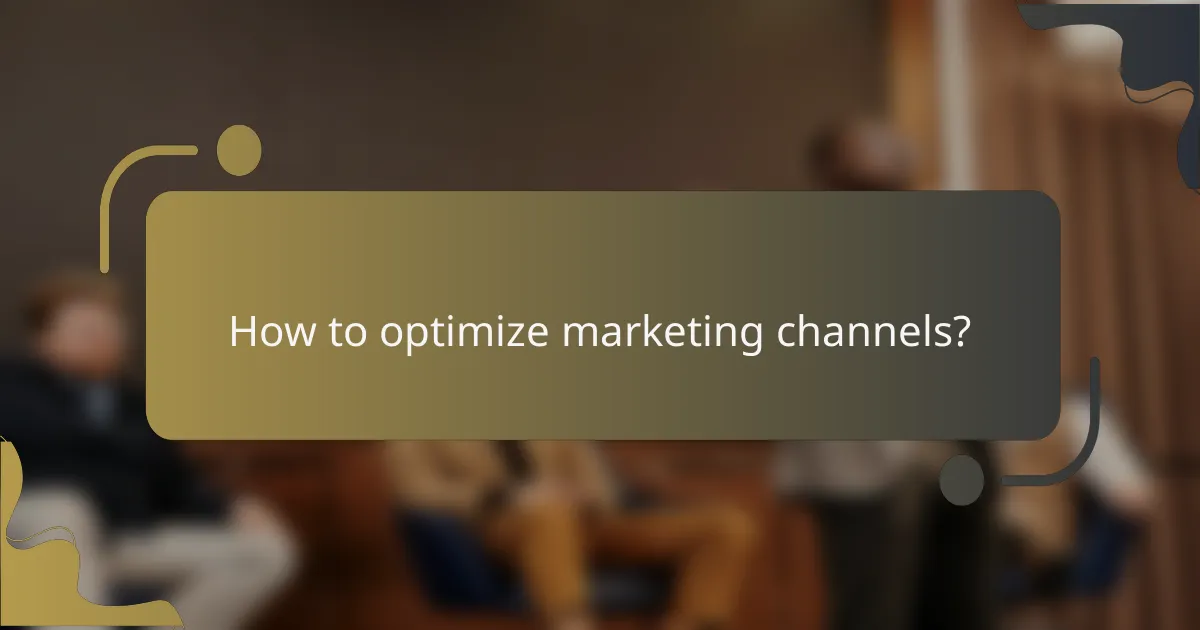 How to optimize marketing channels?