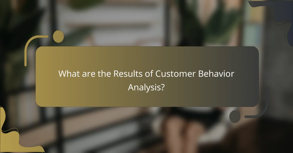 What are the Results of Customer Behavior Analysis?